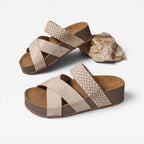 Women's Woven Cross-Strap Wedge Mules