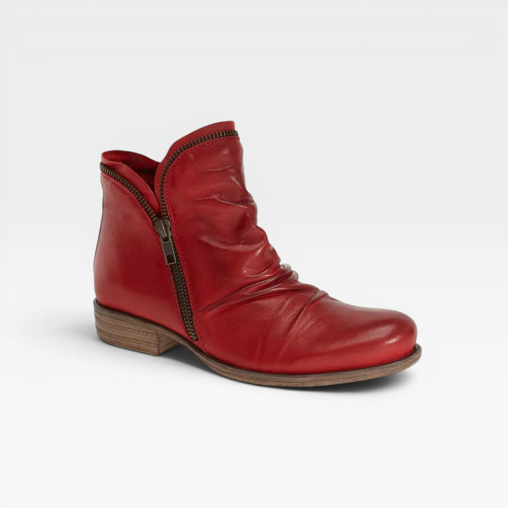 Women's Leather Ankle Boots with Side Zip