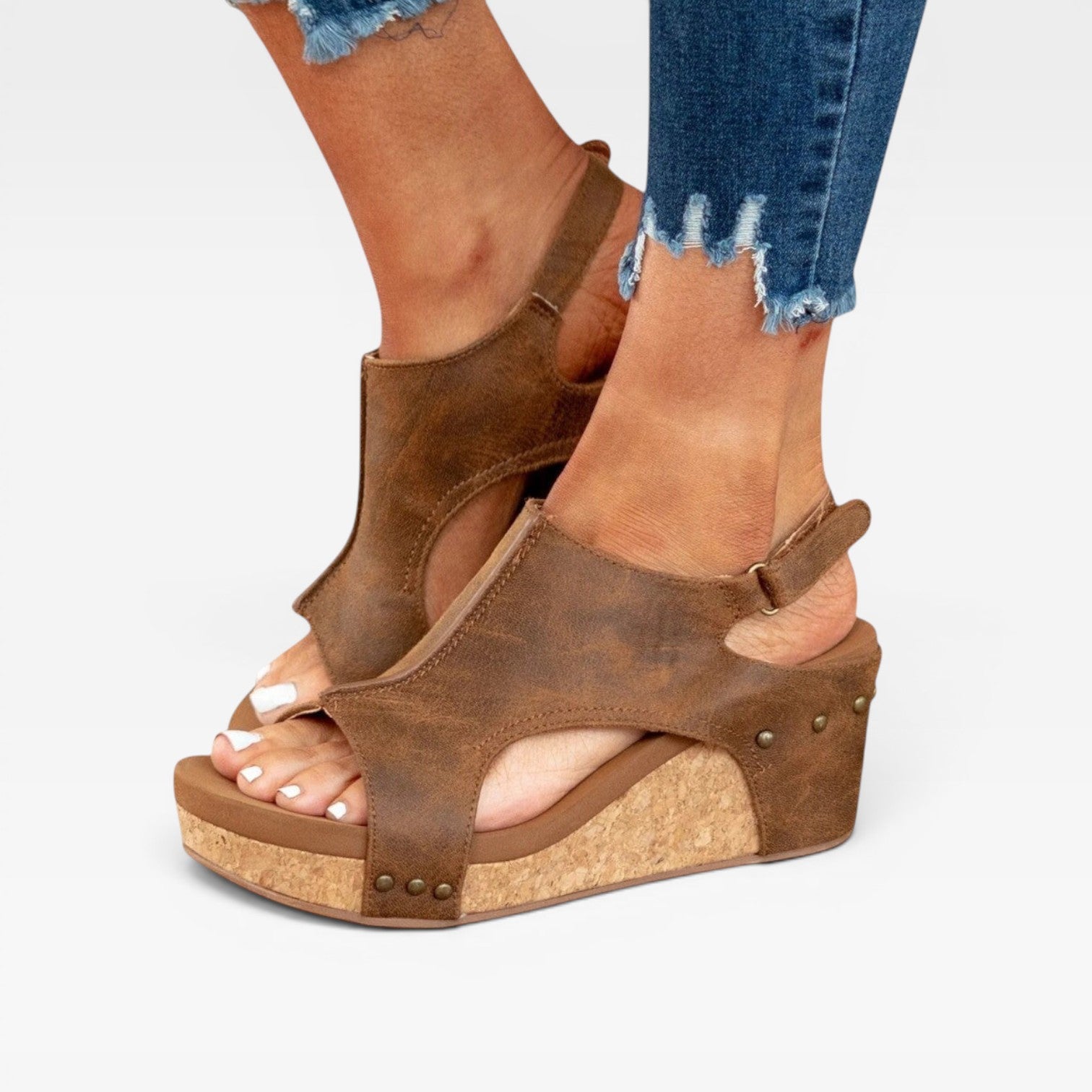 Women's Cork Wedge Platform Sandals