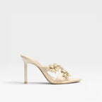 Women's Crystal Flower Strappy Mule Sandals