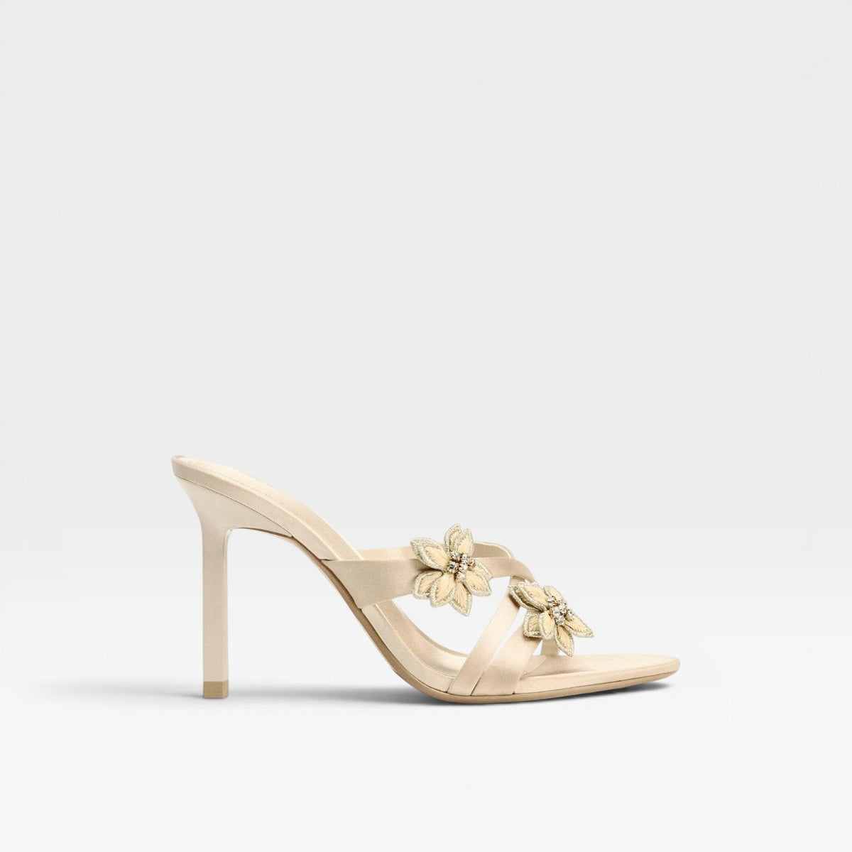 Women's Crystal Flower Strappy Mule Sandals