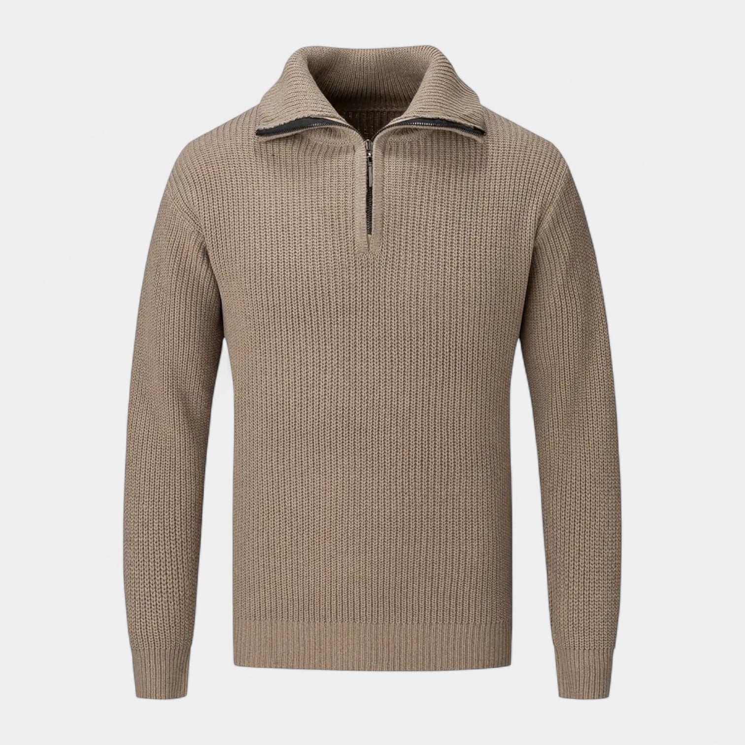 Waffle Knit Half-Zip Sweater Regular Fit for Men