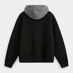 Zip-Up Knit Cardigan Hoodie Ribbed Relaxed Fit for Men