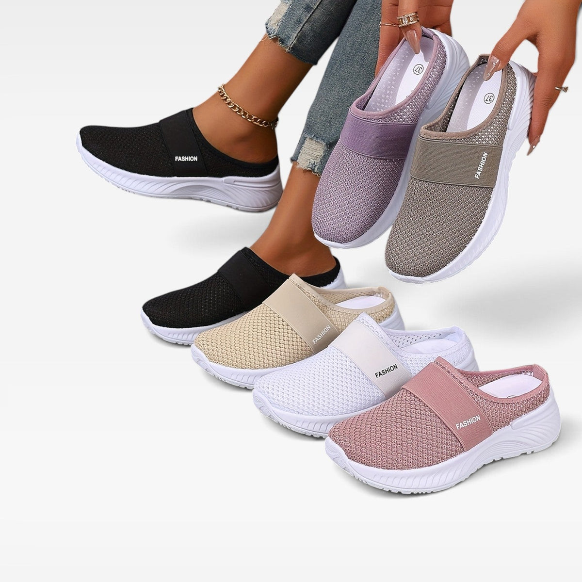 Women's Knit Slip-On Trainers with Cushioned Comfort