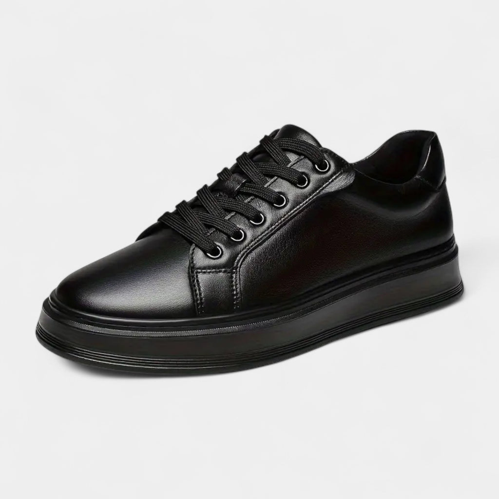 All Black Lace-Up Sneakers Vegan Leather for Men