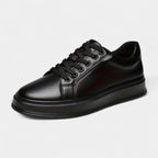 All Black Lace-Up Sneakers Vegan Leather for Men
