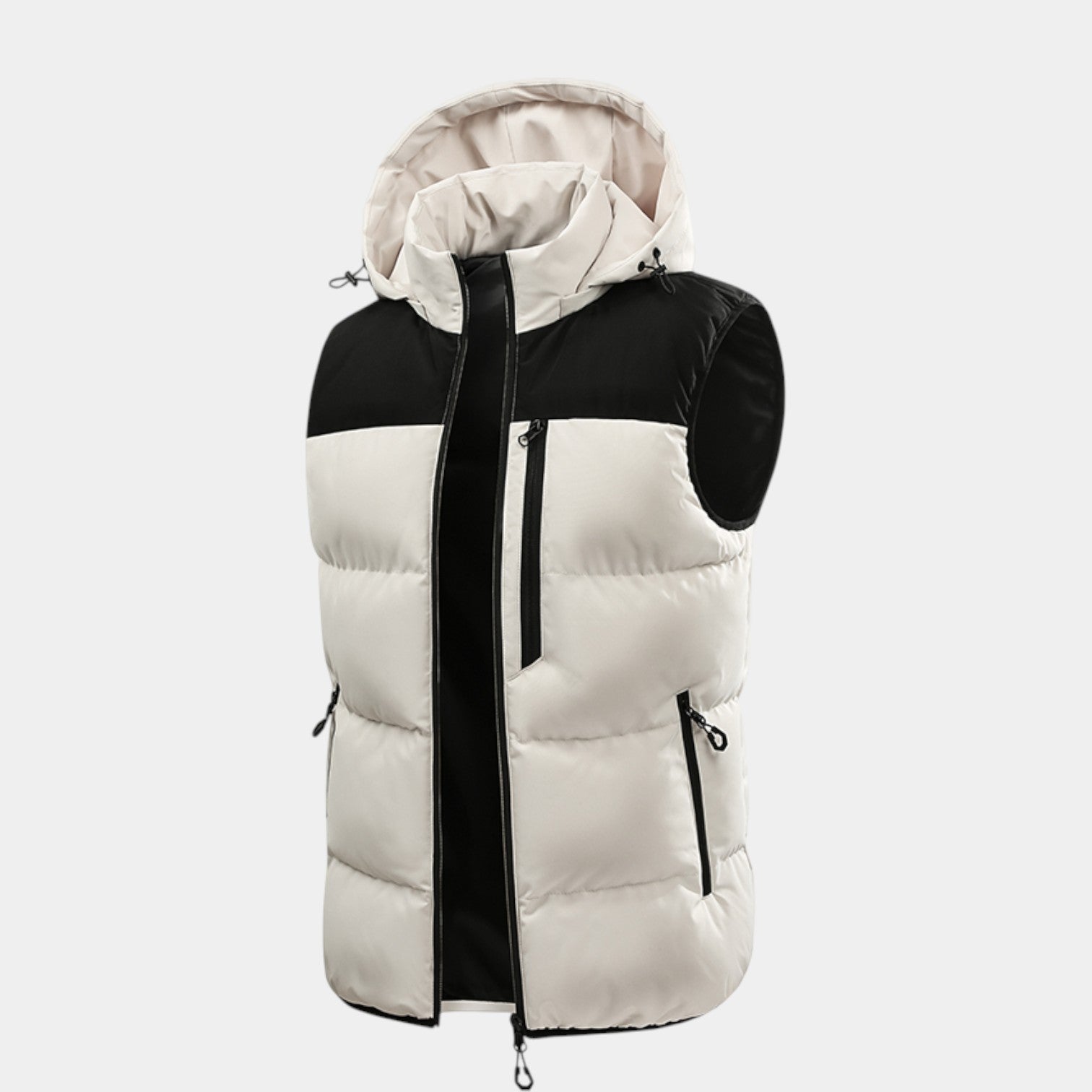 Hooded Puffer Vest Quilted Zip-Up Regular Fit for Men