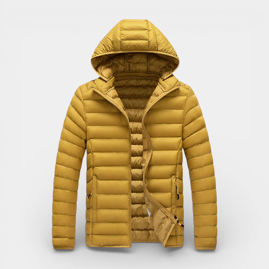 Hooded Quilted Jacket Lightweight Padded for Men