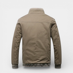 Zip-Up Stand Collar Jacket Ribbed Trim for Men