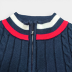 Cable Knit Half-Zip Sweater Ribbed Trim for Men