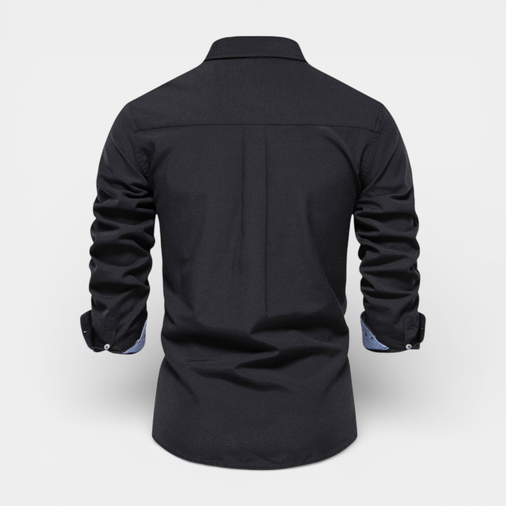 Long Sleeve Button-Up Shirt Contrast Cuff for Men
