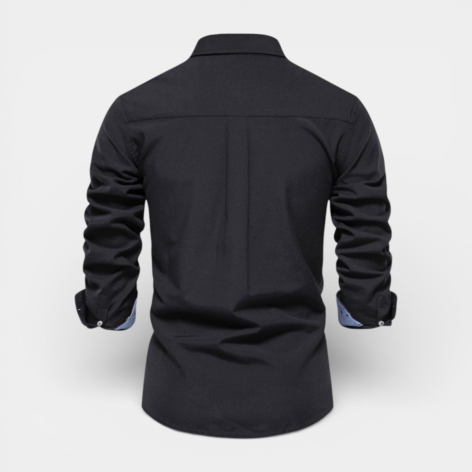 Long Sleeve Button-Up Shirt Contrast Cuff for Men