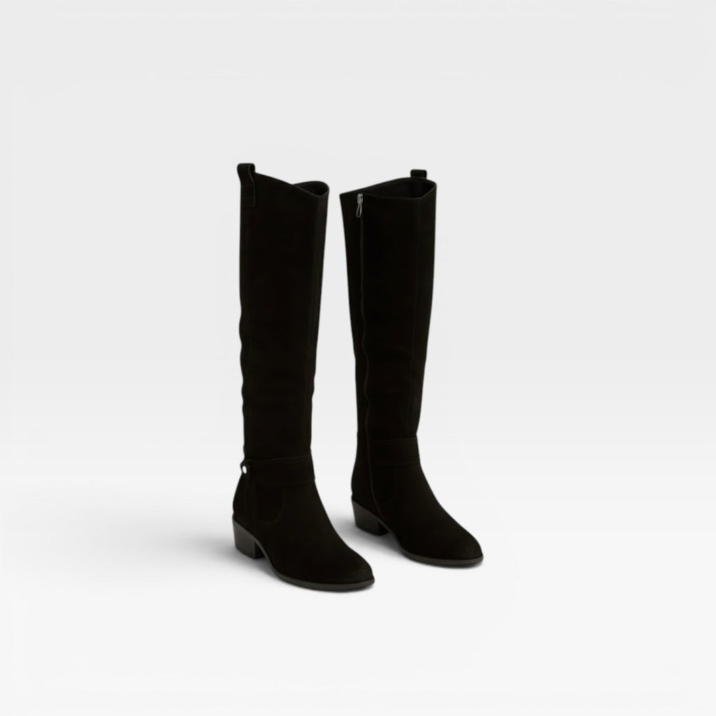 Women's Knee-High Suede Buckle Boots