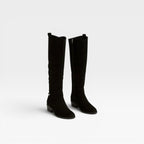 Women's Knee-High Suede Buckle Boots