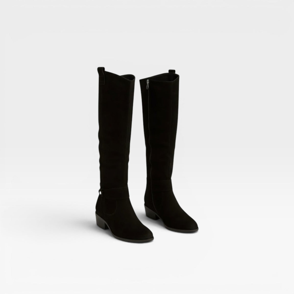 Women's Knee-High Suede Buckle Boots