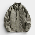 Collared Zip Jacket Suede-Touch Relaxed Fit for Men