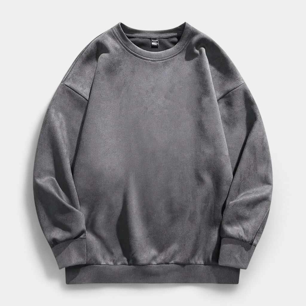Washed Crewneck Sweater Relaxed Fit Ribbed for Men