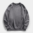 Washed Crewneck Sweater Relaxed Fit Ribbed for Men