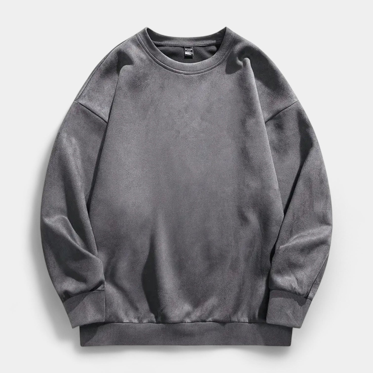 Washed Crewneck Sweater Relaxed Fit Ribbed for Men