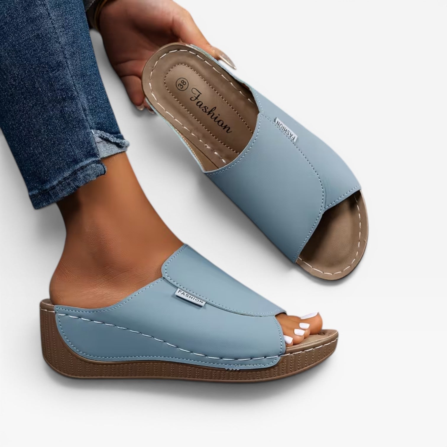 Women's Cushioned Wedge Slide Sandals