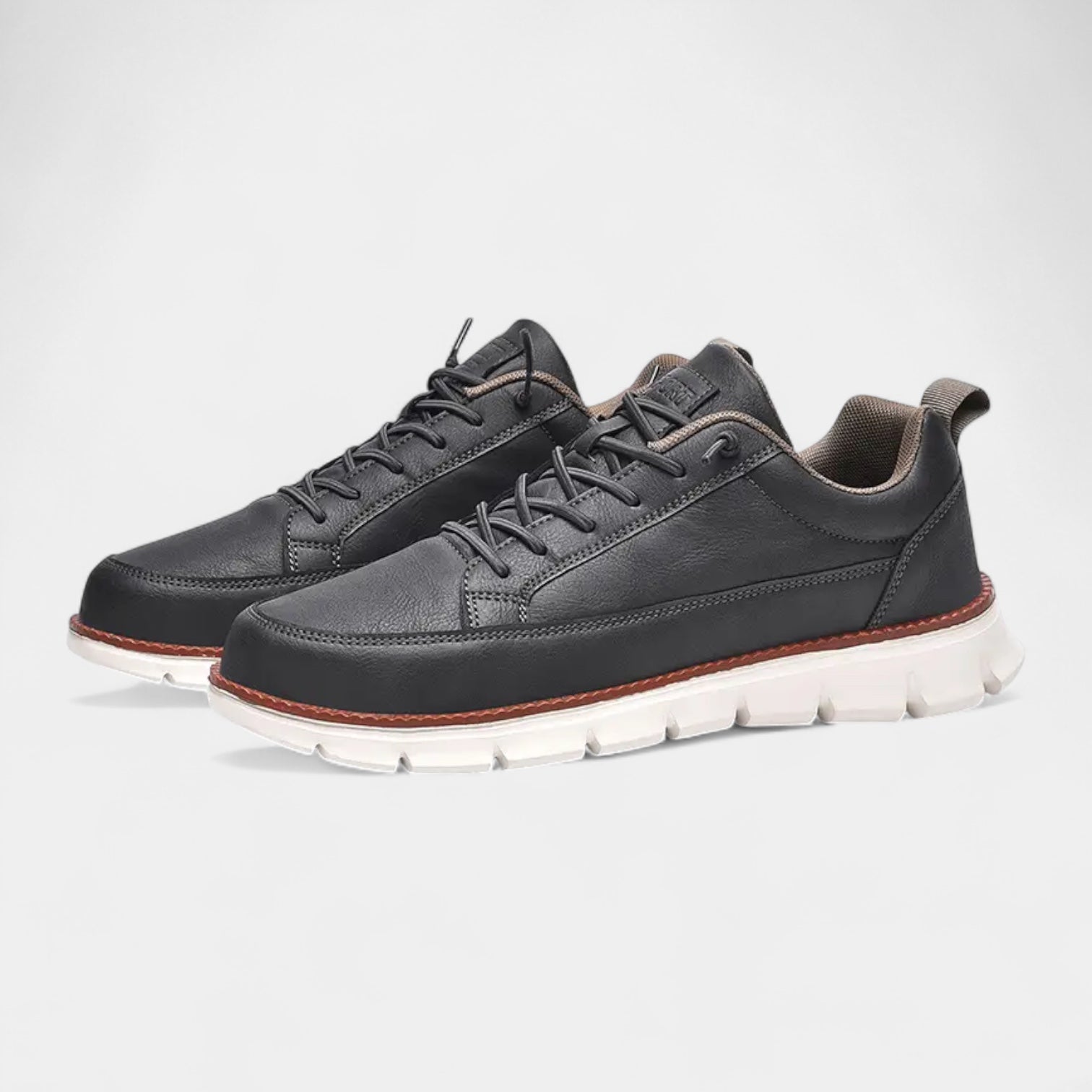 Low Top Lace-Up Leather Sneakers Regular Fit for Men