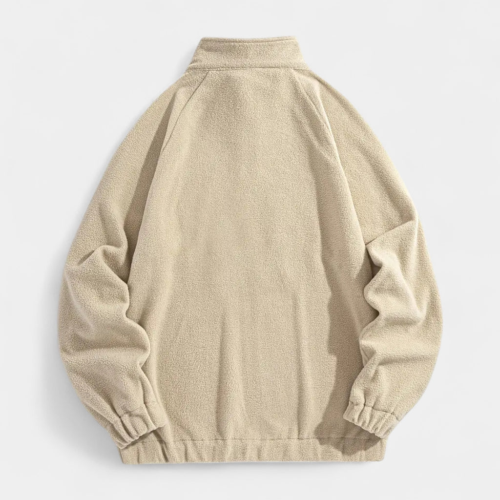 Fleece Half-Zip Pullover Embroidered Relaxed Fit for Men