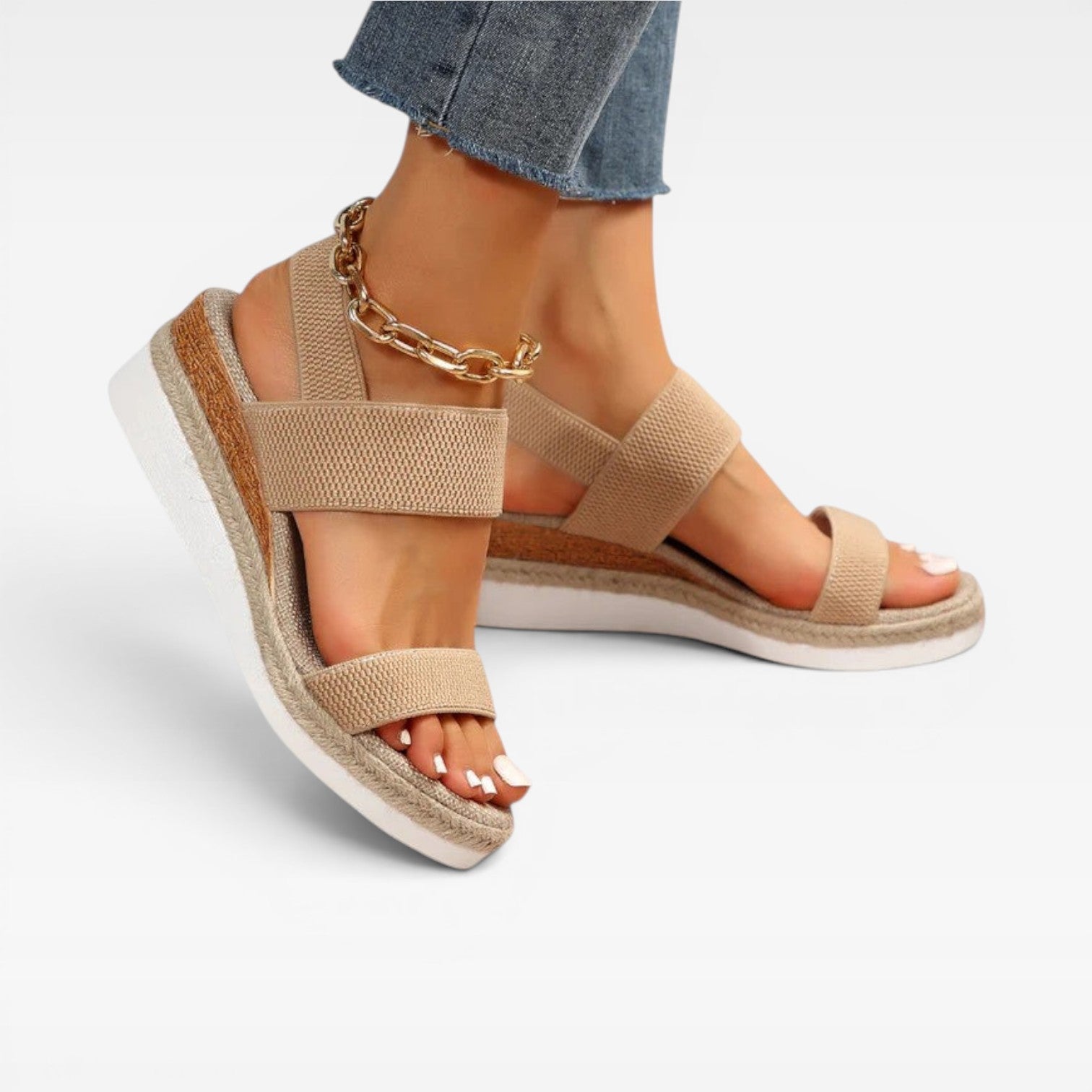 Women's Elastic Strap Espadrille Platform Sandals