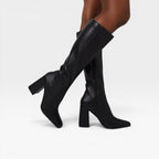 Women's Knee-High Square Toe Block Heel Boots