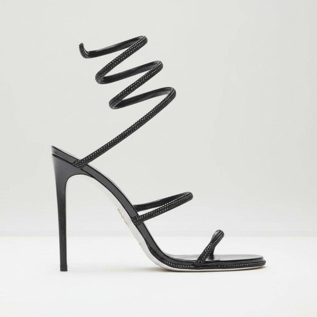 Women's Crystal Stiletto Ankle-Wrap Sandals