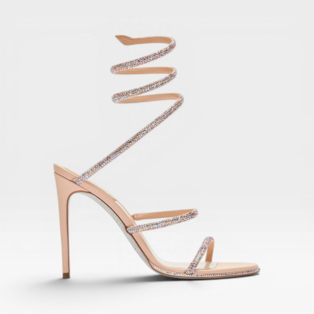 Women's Crystal Stiletto Ankle-Wrap Sandals