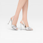 Women's Metallic Slingback Peep Toe Heels