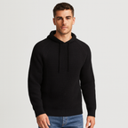 Ribbed Knit Hoodie Relaxed Fit Drawstring for Men