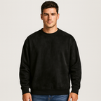 Washed Crewneck Sweater Relaxed Fit Ribbed for Men