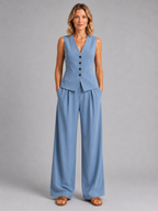 Women's Waistcoat and Wide-Leg Trousers Co-Ord Set