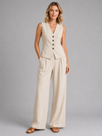 Women's Waistcoat and Wide-Leg Trousers Co-Ord Set