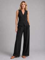 Women's Waistcoat and Wide-Leg Trousers Co-Ord Set