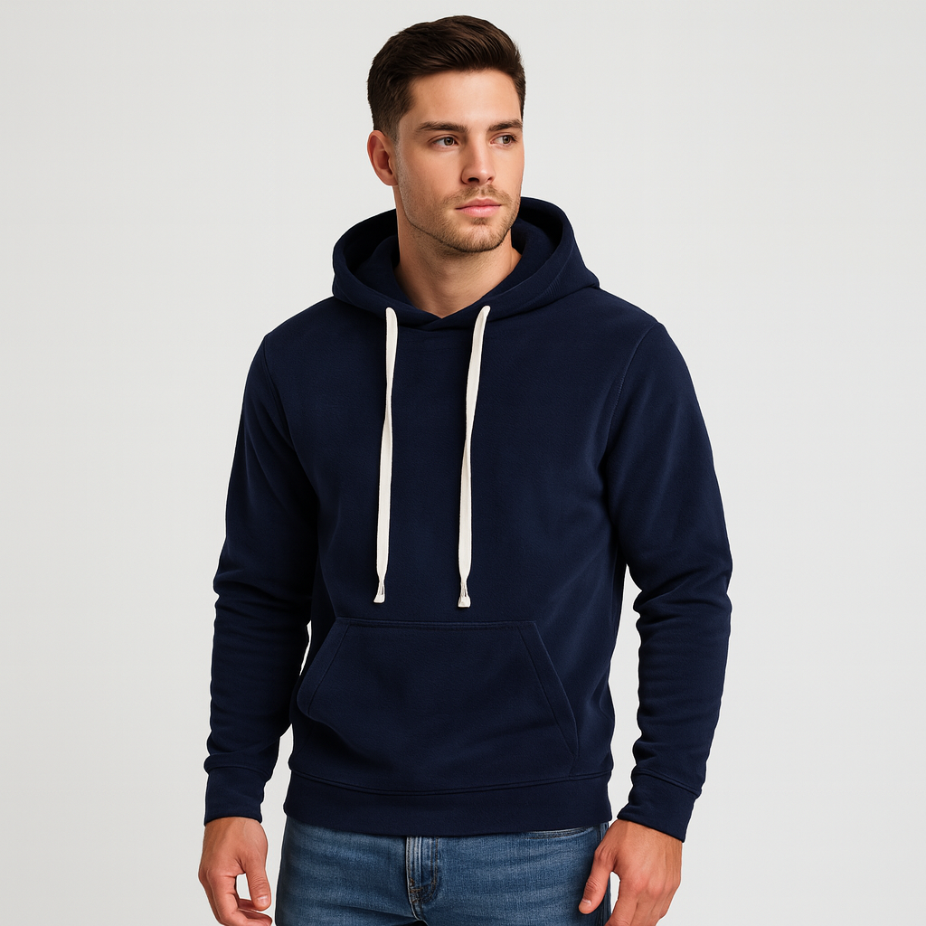 Midweight Fleece Hoodie Drawstring Regular Fit for Men