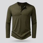 Cotton Henley Shirt Long Sleeve Regular Fit for Men