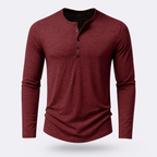 Cotton Henley Shirt Long Sleeve Regular Fit for Men