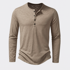 Cotton Henley Shirt Long Sleeve Regular Fit for Men