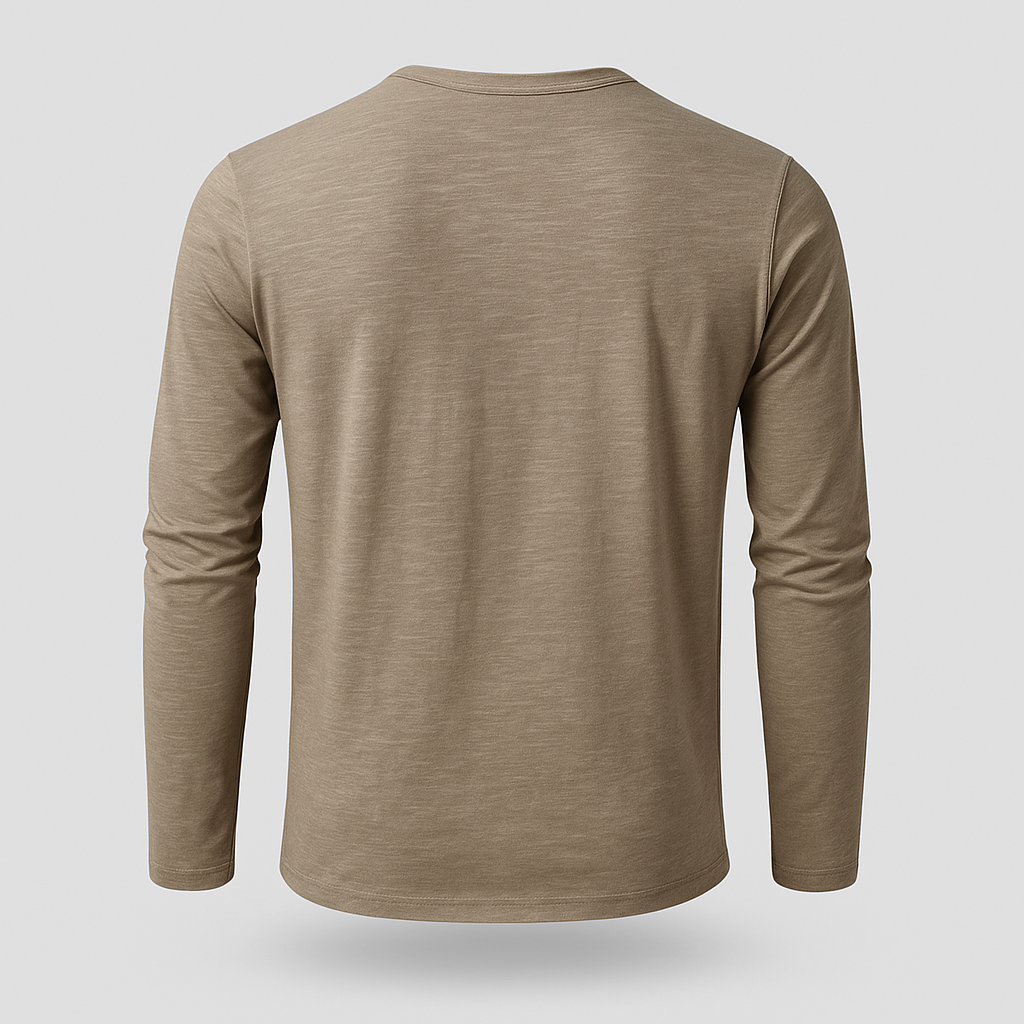 Cotton Henley Shirt Long Sleeve Regular Fit for Men