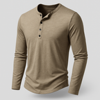 Cotton Henley Shirt Long Sleeve Regular Fit for Men