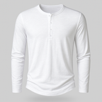 Cotton Henley Shirt Long Sleeve Regular Fit for Men