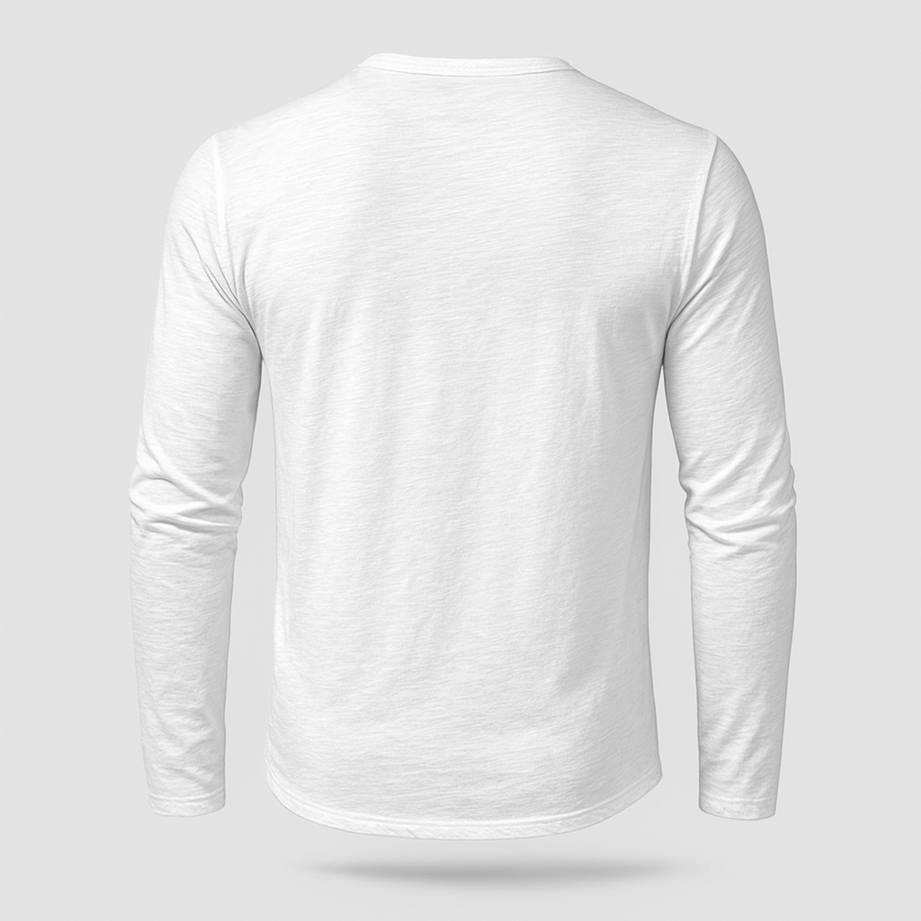 Cotton Henley Shirt Long Sleeve Regular Fit for Men