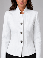 Women's Textured Tailored Blazer with Collarless Neckline