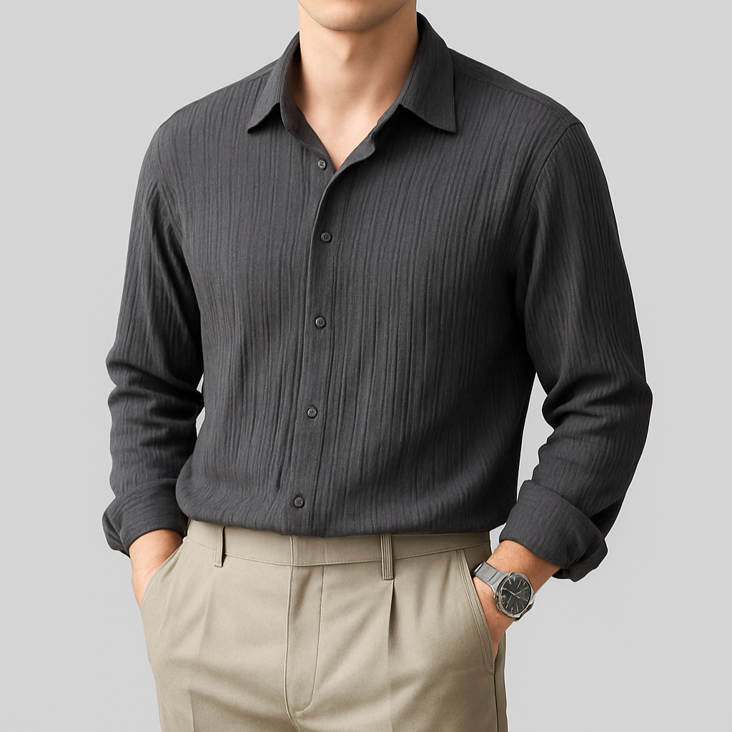 Long Sleeve Business Shirt Loose Fit for Men