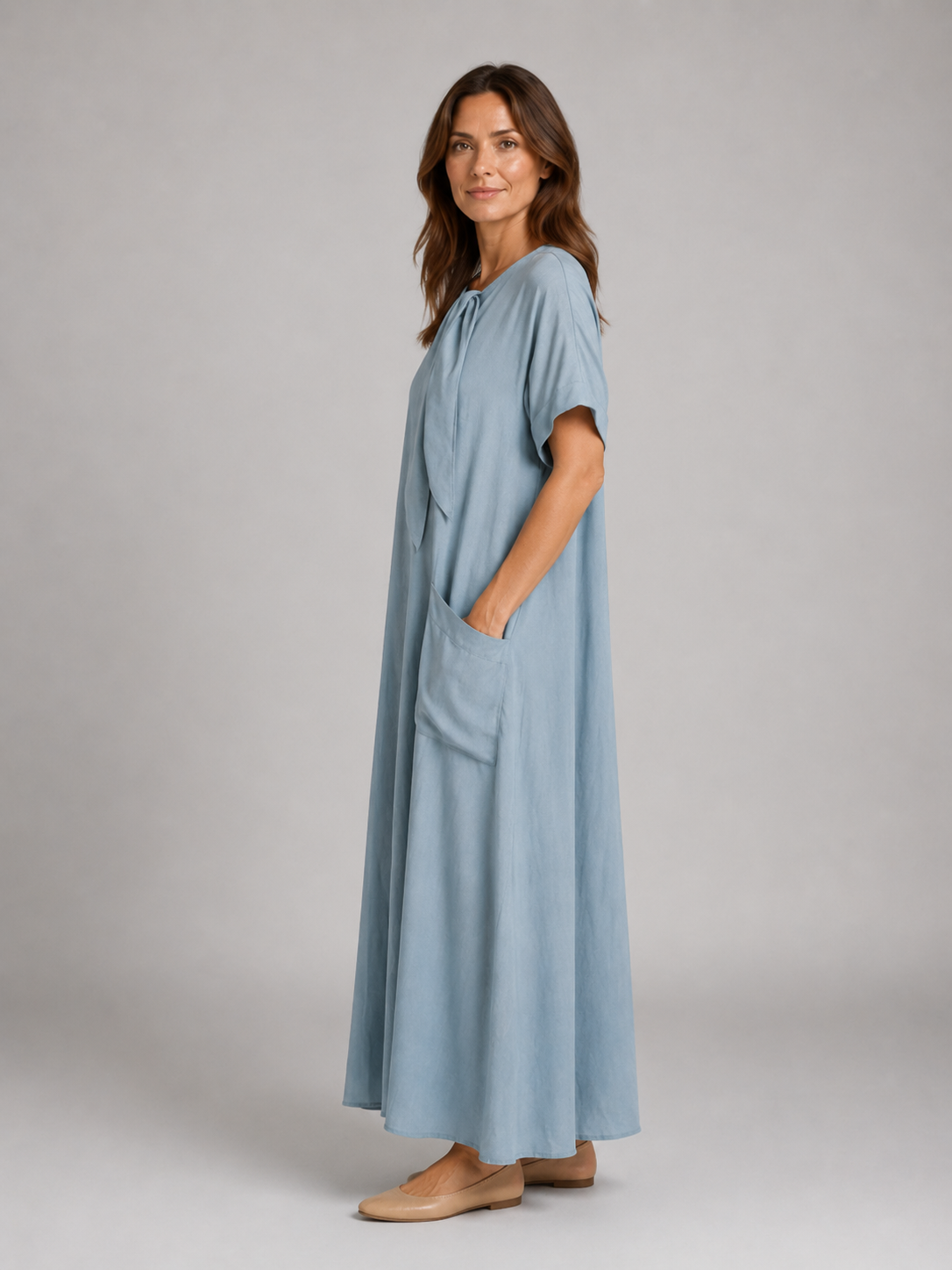 Women's Relaxed Maxi Dress with Front Pockets
