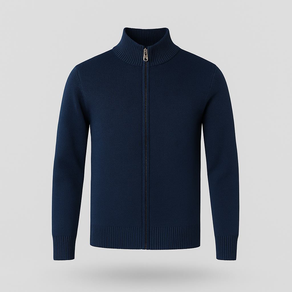 Zip-Up Cotton Cardigan Regular Fit for Men
