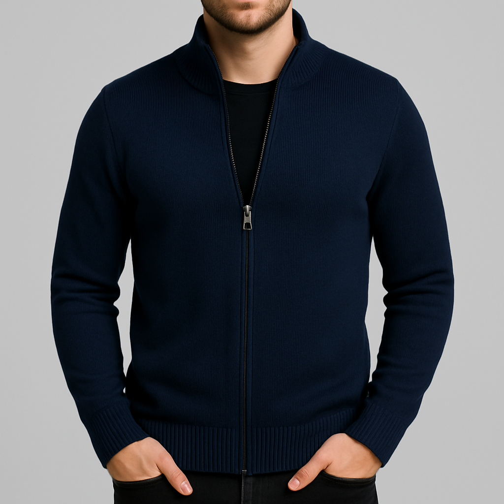 Zip-Up Cotton Cardigan Regular Fit for Men