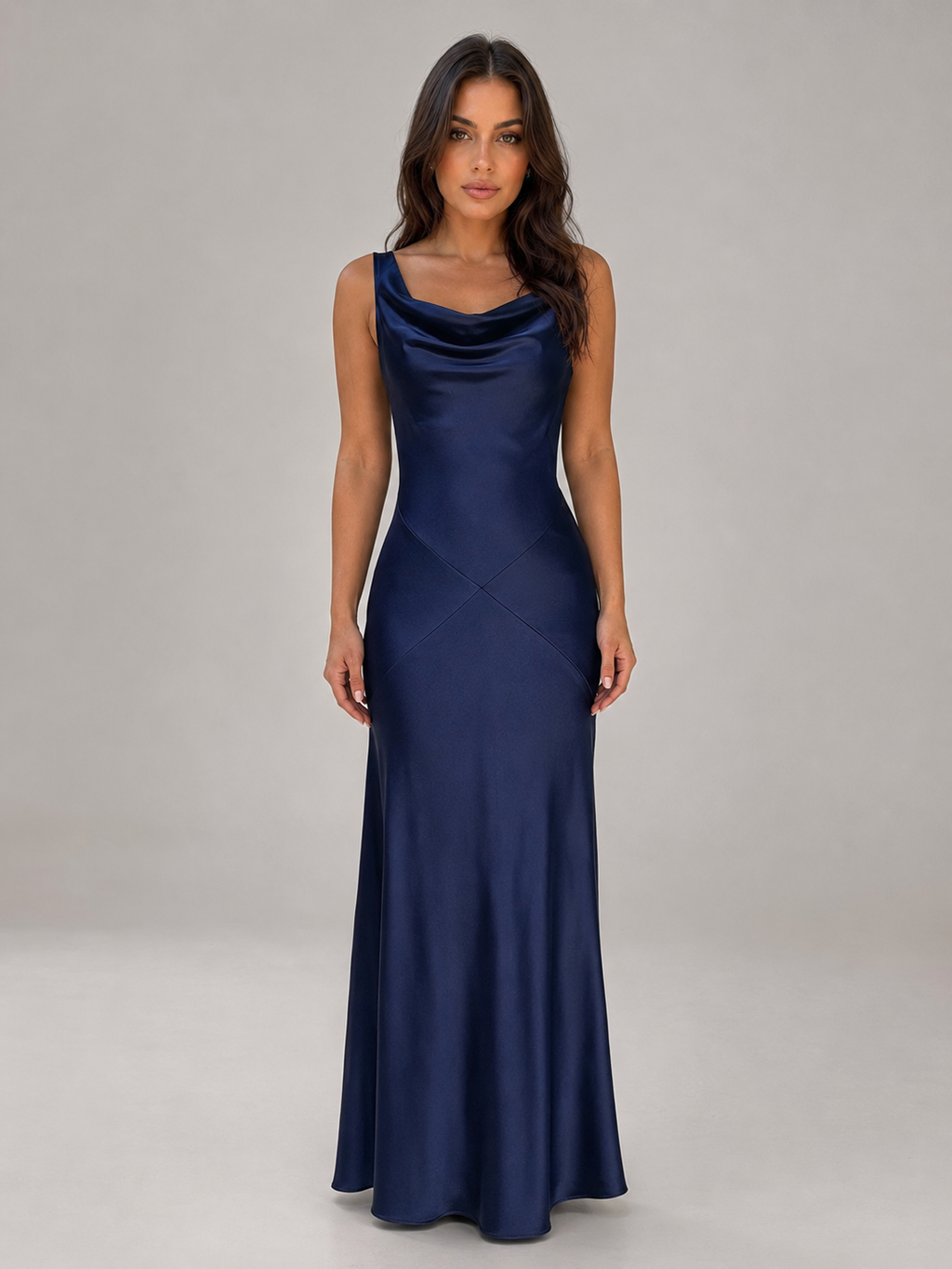 Women's Satin Feel Open Back Evening Gown